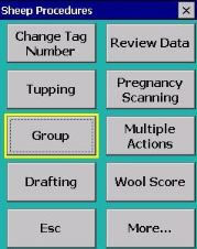 Sheep Procedures screen