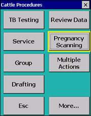 Cattle Procedures screen