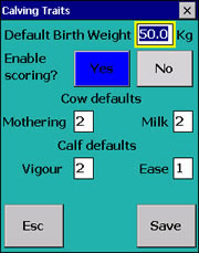 Calving traits screen