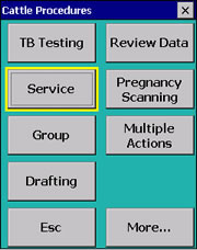 Sheep Procedures screen