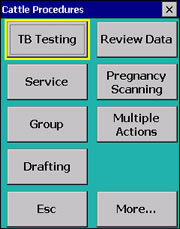 Cattle Procedures screen